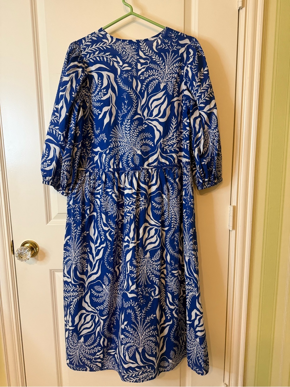 H&M Royal Blue and White Botanical Midi Dress